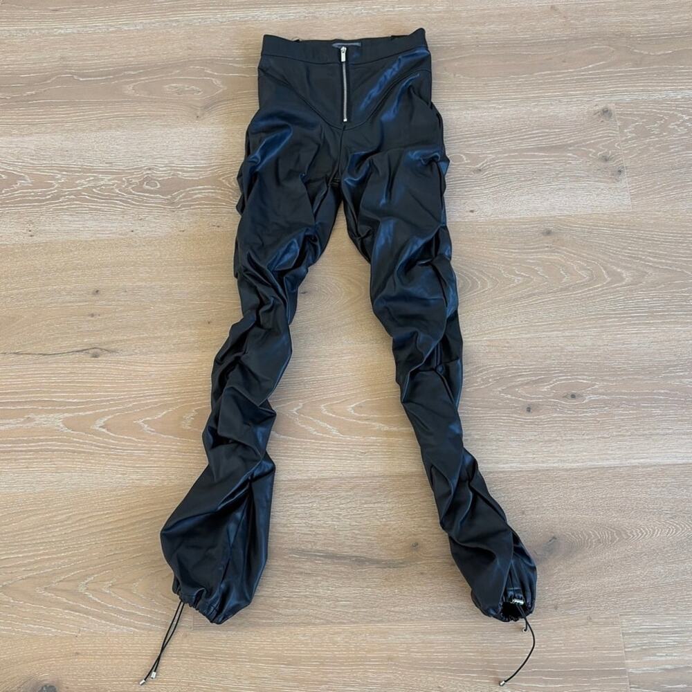 Manière De Voir Ruched PU Pants Size US 6 Black